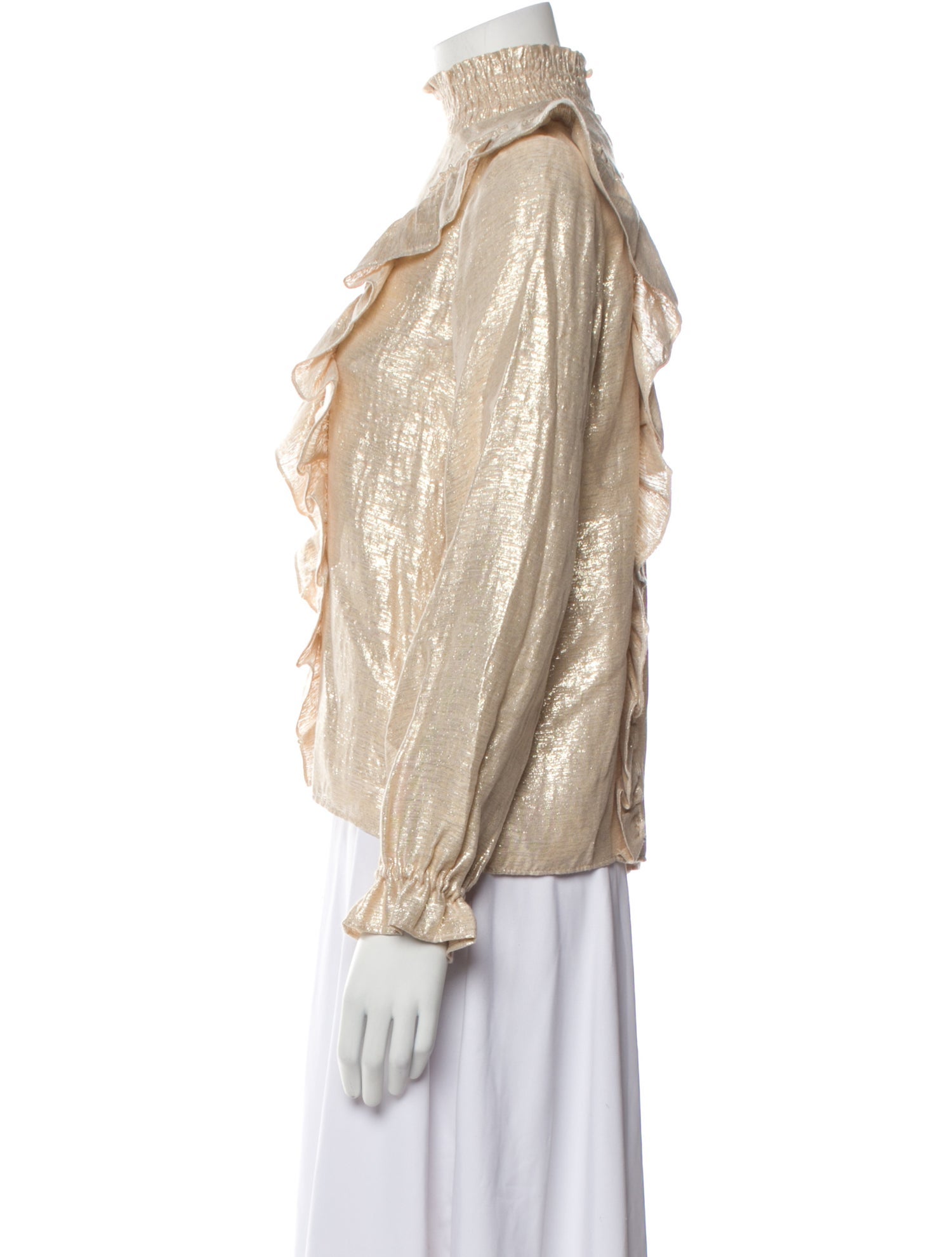 Sézane Mock Neck Long Sleeve Blouse